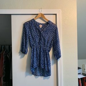 Blue mossimo tunic. Cinch waist. Small